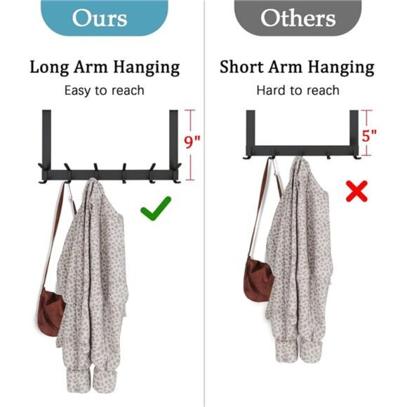 Heavy Duty Over Door Hook Rack 12 Hooks Coat Robe Hat Towel Organizer Matte Blac - Picture 2 of 7